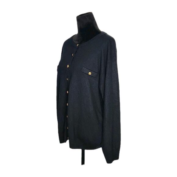 Unbranded Women’s Black Knit Long Sleeve Cardigan w/ Gold Buttons Size XL - Picture 2 of 6